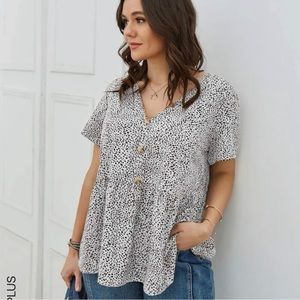 3X SHEIN Black and White Print Top